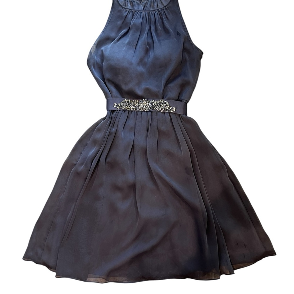 Adrianna Papell Charcoal Satin Dress